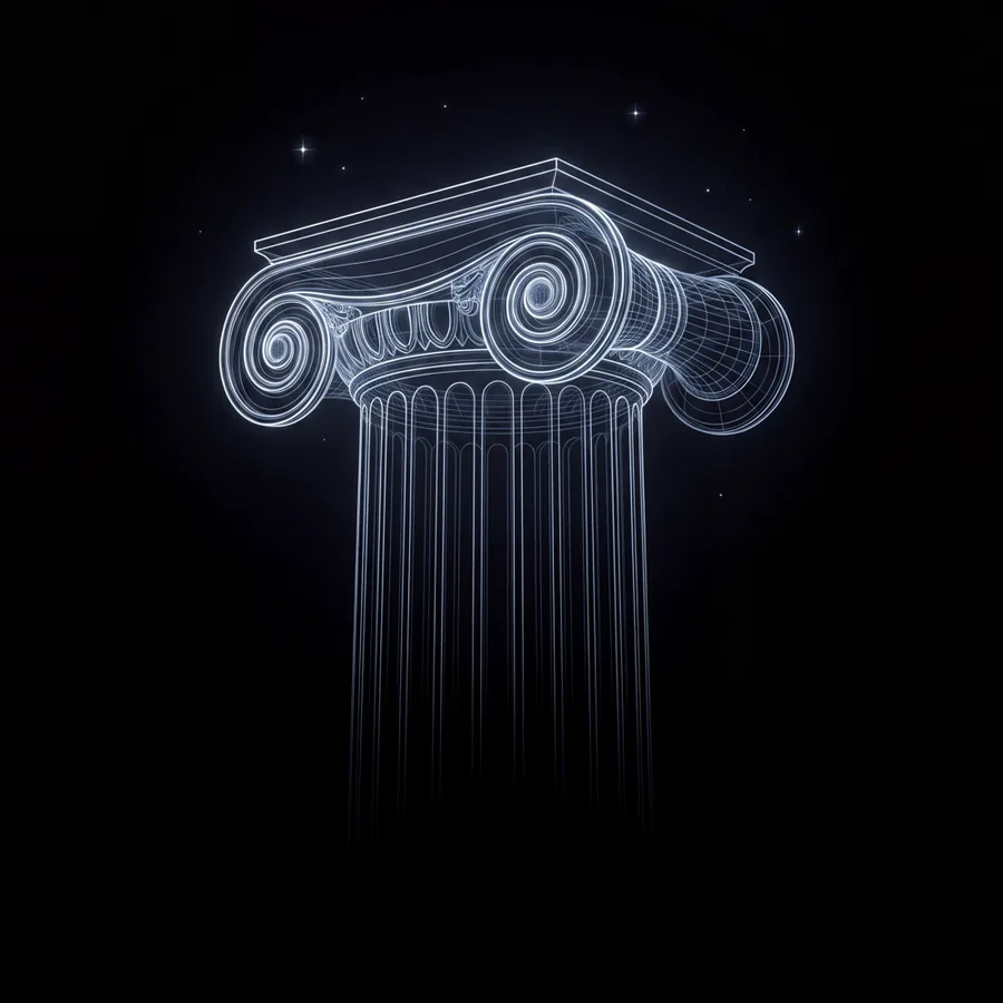 Wireframe sketch of an Ionic capital
