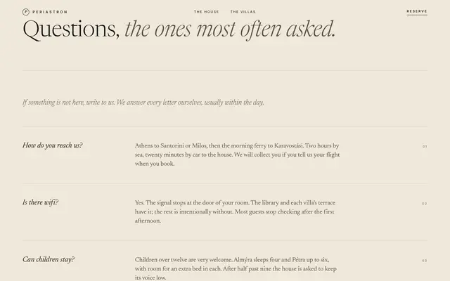 Screenshot from Periastron: the frequently asked questions page on a light background
